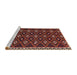 Sideview of Machine Washable Traditional Saffron Red Rug, wshtr2738