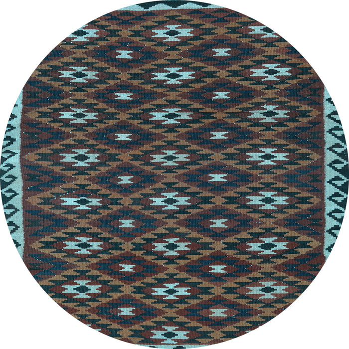 Round Machine Washable Persian Light Blue Traditional Rug, wshtr2738lblu