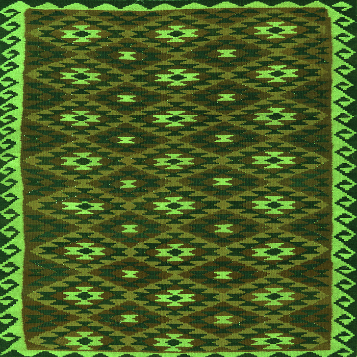 Round Machine Washable Persian Green Traditional Area Rugs, wshtr2738grn