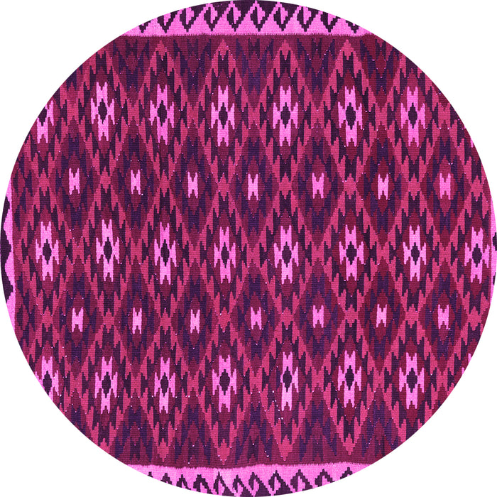 Round Machine Washable Persian Pink Traditional Rug, wshtr2738pnk