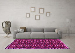 Machine Washable Persian Pink Traditional Rug in a Living Room, wshtr2738pnk