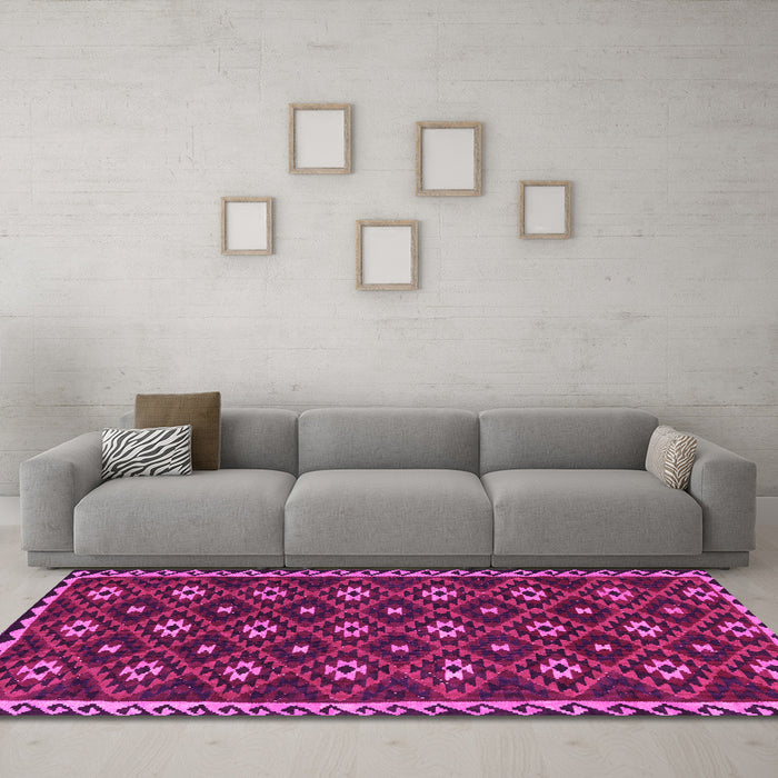 Machine Washable Persian Pink Traditional Rug in a Living Room, wshtr2738pnk