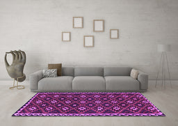 Machine Washable Persian Purple Traditional Area Rugs in a Living Room, wshtr2738pur