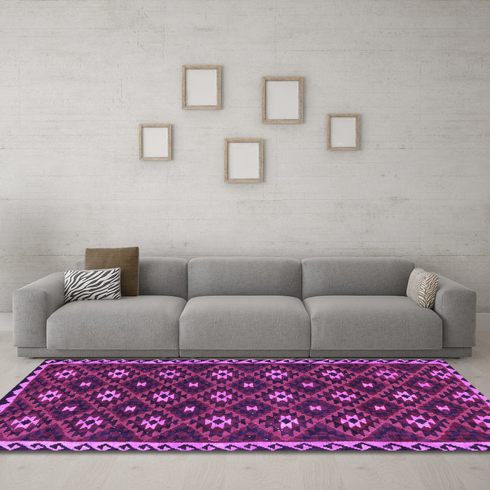Machine Washable Persian Purple Traditional Area Rugs in a Living Room, wshtr2738pur