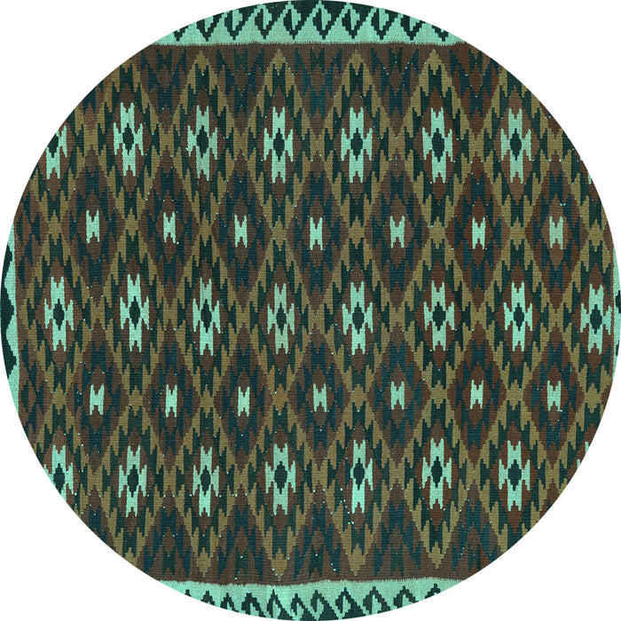 Round Machine Washable Persian Turquoise Traditional Area Rugs, wshtr2738turq