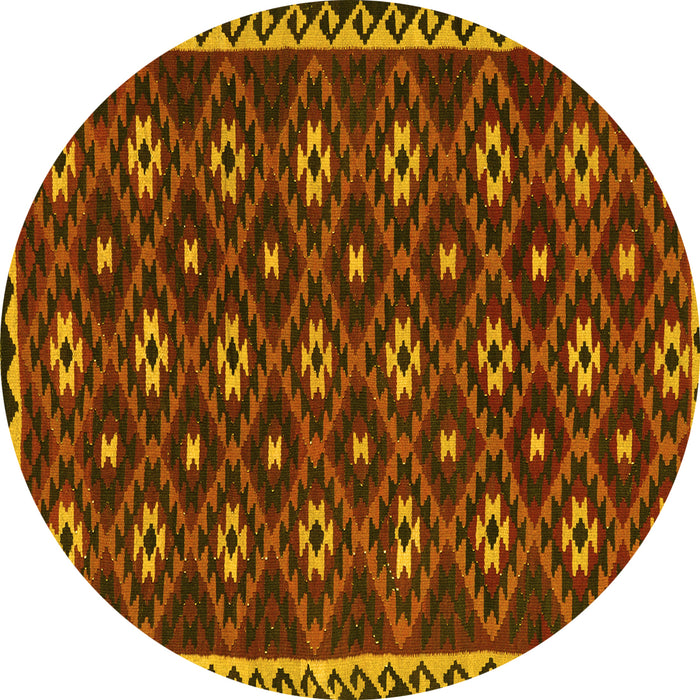 Round Persian Yellow Traditional Rug, tr2738yw