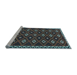 Sideview of Machine Washable Persian Light Blue Traditional Rug, wshtr2738lblu
