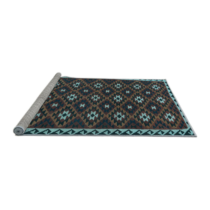 Sideview of Machine Washable Persian Light Blue Traditional Rug, wshtr2738lblu