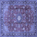 Square Machine Washable Persian Blue Traditional Rug, wshtr2739blu