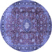 Round Machine Washable Persian Blue Traditional Rug, wshtr2739blu