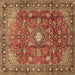 Square Machine Washable Persian Brown Traditional Rug, wshtr2739brn