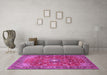 Machine Washable Persian Pink Traditional Rug in a Living Room, wshtr2739pnk