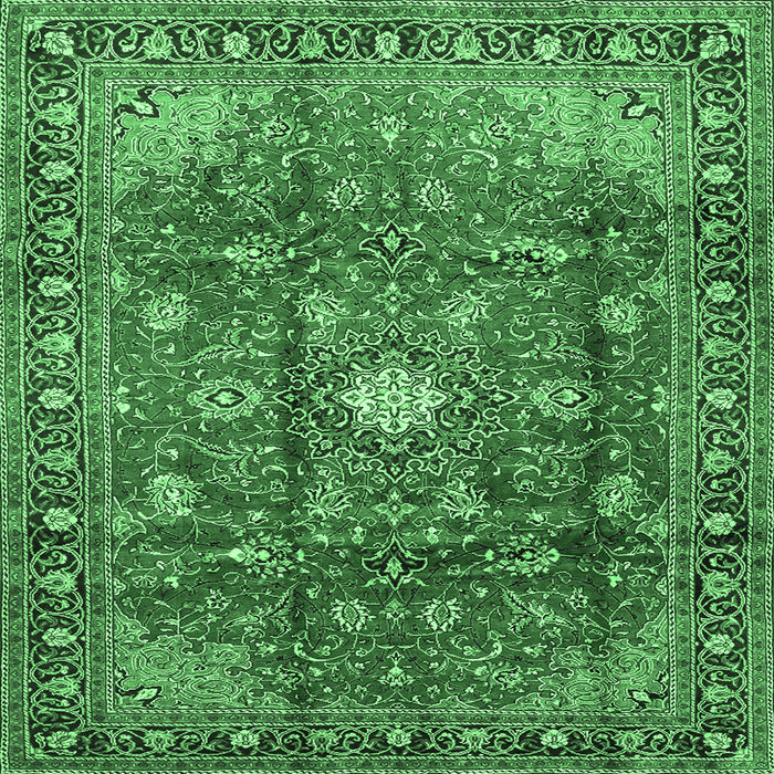 Square Persian Emerald Green Traditional Rug, tr2739emgrn