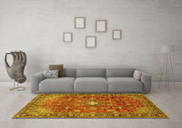 Machine Washable Persian Yellow Traditional Rug, wshtr2739yw