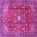 Square Machine Washable Persian Pink Traditional Rug, wshtr2739pnk