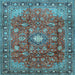 Square Machine Washable Persian Light Blue Traditional Rug, wshtr2739lblu