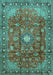 Machine Washable Persian Turquoise Traditional Area Rugs, wshtr2739turq