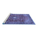 Sideview of Machine Washable Persian Blue Traditional Rug, wshtr2739blu