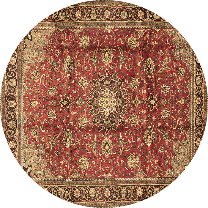 Round Persian Brown Traditional Rug, tr2739brn
