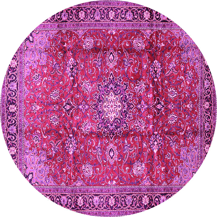 Round Machine Washable Persian Pink Traditional Rug, wshtr2739pnk