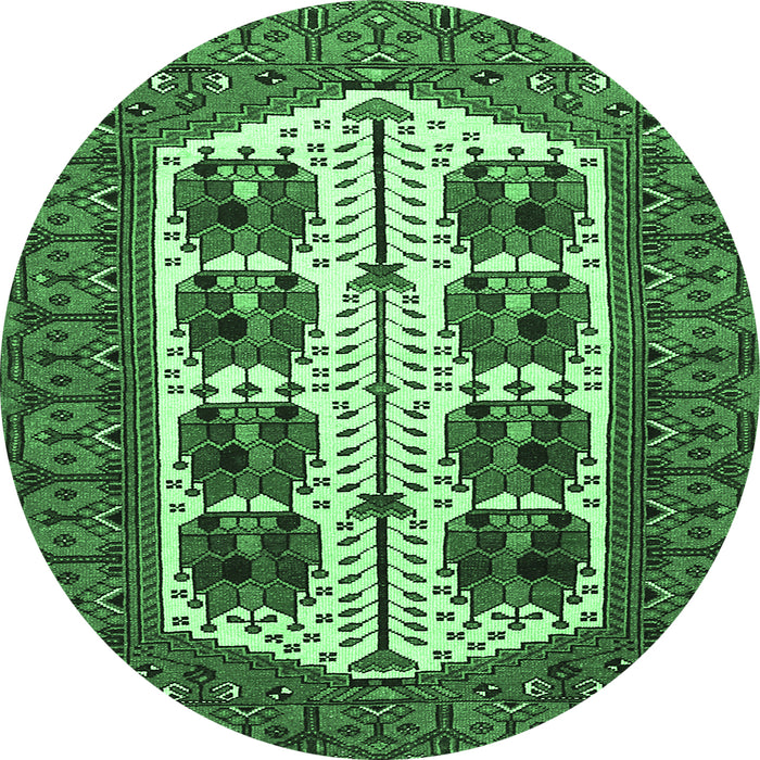 Round Persian Emerald Green Traditional Rug, tr273emgrn
