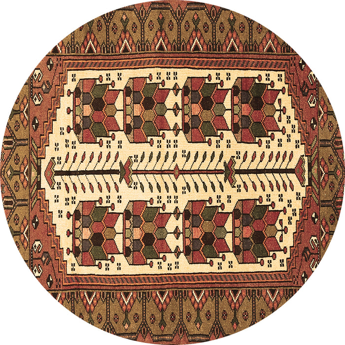 Round Persian Brown Traditional Rug, tr273brn