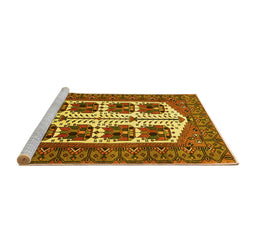 Sideview of Machine Washable Persian Yellow Traditional Rug, wshtr273yw