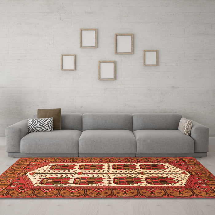 Machine Washable Persian Orange Traditional Area Rugs in a Living Room, wshtr273org