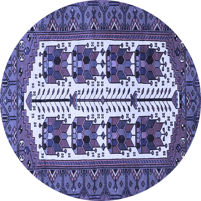 Round Machine Washable Persian Blue Traditional Rug, wshtr273blu