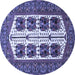 Round Machine Washable Persian Blue Traditional Rug, wshtr273blu