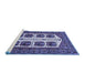 Sideview of Machine Washable Persian Blue Traditional Rug, wshtr273blu