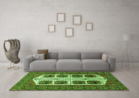 Machine Washable Persian Green Traditional Rug, wshtr273grn