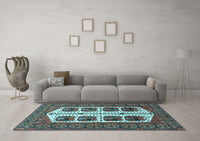 Machine Washable Persian Light Blue Traditional Rug, wshtr273lblu