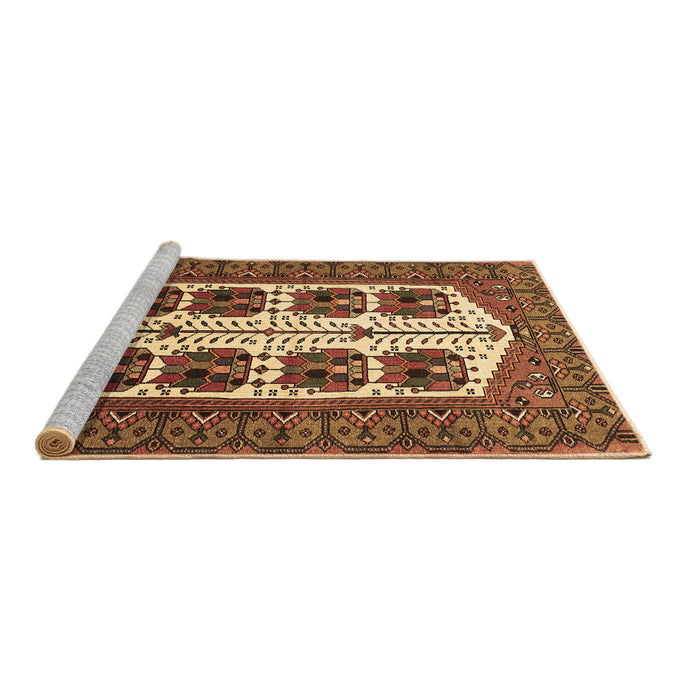Sideview of Machine Washable Persian Brown Traditional Rug, wshtr273brn