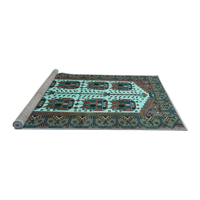 Sideview of Machine Washable Persian Light Blue Traditional Rug, wshtr273lblu