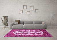 Machine Washable Persian Pink Traditional Rug, wshtr273pnk