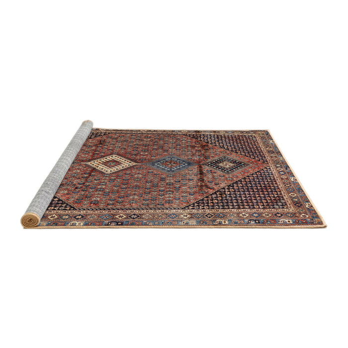 Sideview of Machine Washable Traditional Camel Brown Rug, wshtr2740