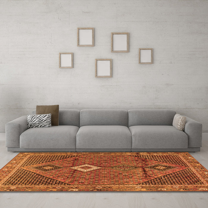 Machine Washable Persian Orange Traditional Area Rugs in a Living Room, wshtr2740org