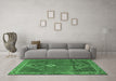 Machine Washable Persian Emerald Green Traditional Area Rugs in a Living Room,, wshtr2740emgrn