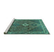 Sideview of Machine Washable Persian Turquoise Traditional Area Rugs, wshtr2740turq