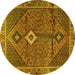 Round Persian Yellow Traditional Rug, tr2740yw