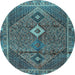 Round Persian Light Blue Traditional Rug, tr2740lblu