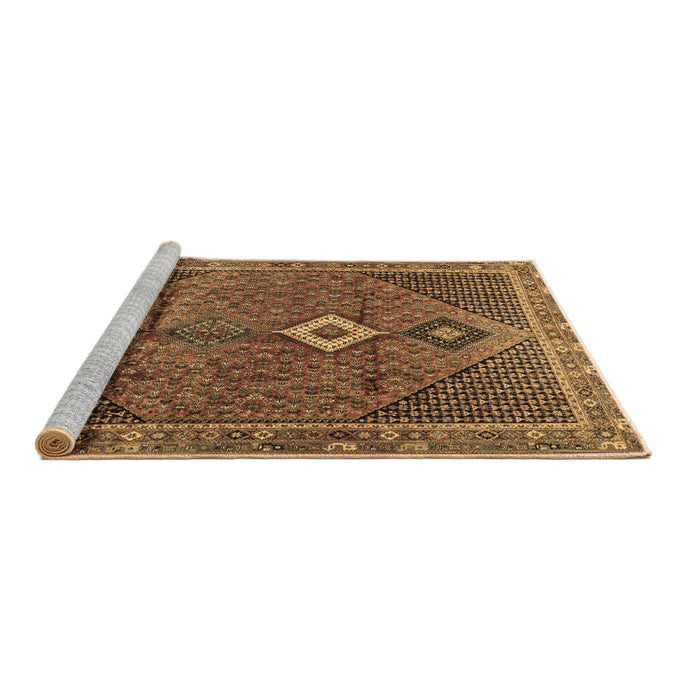 Sideview of Machine Washable Persian Brown Traditional Rug, wshtr2740brn