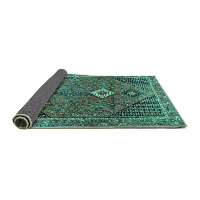 Sideview of Persian Turquoise Traditional Rug, tr2740turq