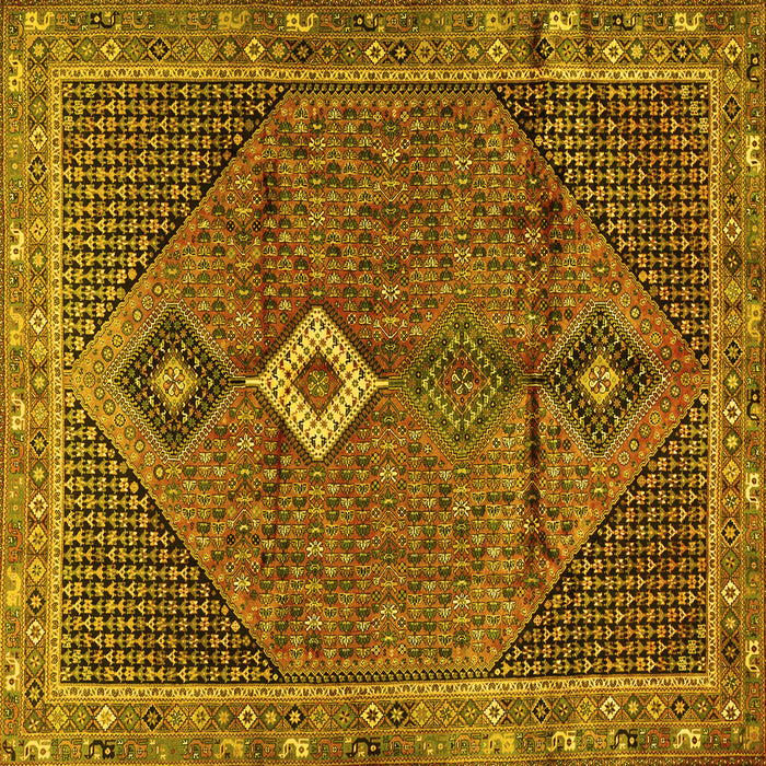 Square Persian Yellow Traditional Rug, tr2740yw