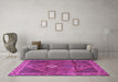 Machine Washable Persian Pink Traditional Rug in a Living Room, wshtr2740pnk