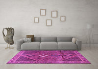 Machine Washable Persian Pink Traditional Rug, wshtr2740pnk