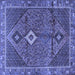 Square Machine Washable Persian Blue Traditional Rug, wshtr2740blu