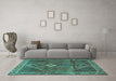 Machine Washable Persian Turquoise Traditional Area Rugs in a Living Room,, wshtr2740turq