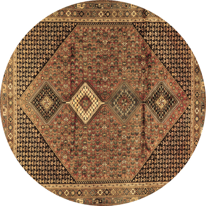Round Machine Washable Persian Brown Traditional Rug, wshtr2740brn